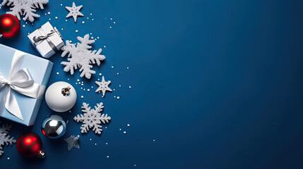 Blue background with Christmas decoration