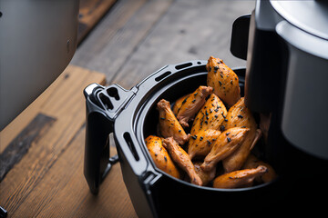 Close-up of succulent chicken prepared in the air fryer, highlighting a healthy and economical option. Generated by AI