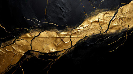 gold paint stroke on a black background,  abstract golden brush stroke over black background