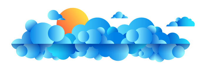 illustration of sun and clouds lining up - sunny and cloudy weather. weather forecast infographics
