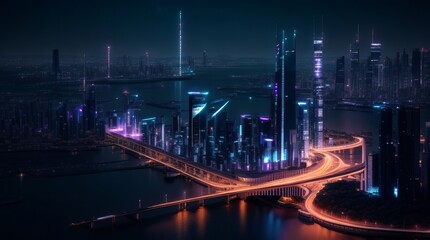 Fototapeta na wymiar 夜の街並み,Generative AI AI画像