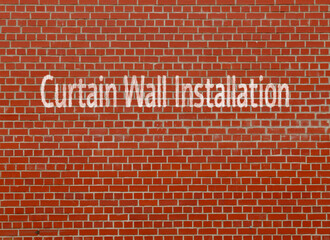Fototapeta premium Curtain Wall Installation: Installing non-structural exterior walls on high-rise buildin