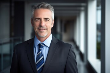 Smart wealthy rich successful business man standing this office thinking of successful future vision, dreaming of new investment opportunities.