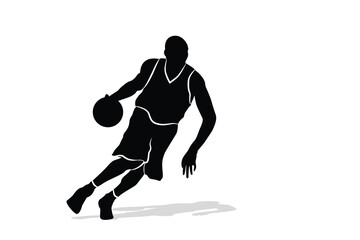 Fototapeta na wymiar basketball player silhouette vector illustration. Good for sport .
