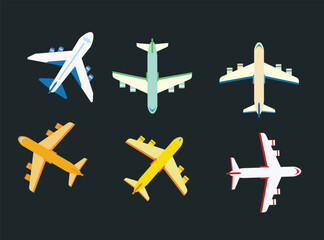 set of airplanes vector