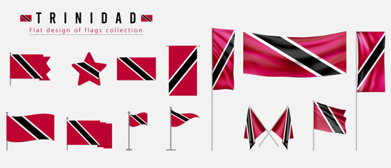 Fototapeta premium Trinidad flag set, flat design of flags collection