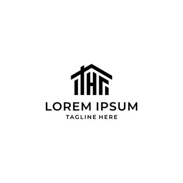 t h f thf initial construction logo design vector template