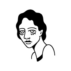 vector illustration of woman with sleepy eyes