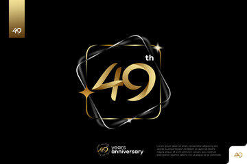 Gold number 49 logo icon design on black background, 49th birthday logo number, anniversary 49