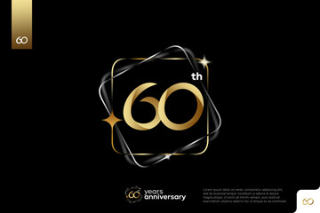Gold number 60 logo icon design on black background, 60th birthday logo number, anniversary 60 © Artsetya