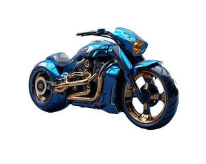 Futuristic blac kand blue sports motorcycle on isolated clear background, ready for object and retouch design. Generative AI