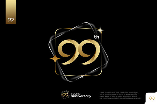 Gold number 99 logo icon design on black background, 99th birthday logo number, anniversary 99
