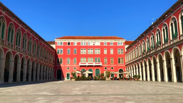 Republic square. European style square. Split, Croatia.
