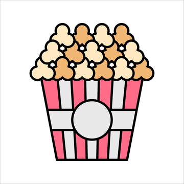 Popcorn line icon. Pop corn, bucket, box. Cinema concept. vector illustration on white background