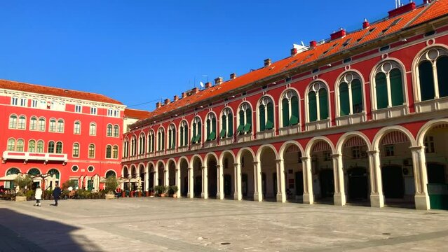 Republic square. City square. Split, Croatia.
