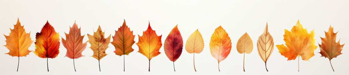 Autumn Leaves, Nature's Colorful Tapestry on Transparent or White Background