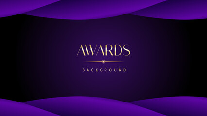 Dark purple golden royal awards graphics background. Elegant modern template with classy shine.