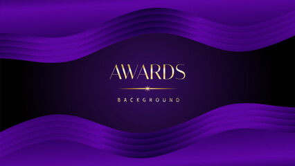 Dark purple golden royal awards graphics background. Elegant modern template with classy shine.