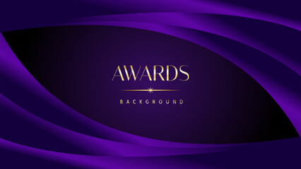 Dark purple golden royal awards graphics background. Elegant modern template with classy shine.