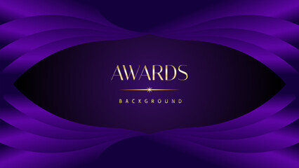 Dark purple golden royal awards graphics background. Elegant modern template with classy shine.