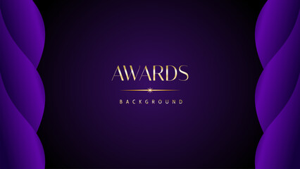 Dark purple golden royal awards graphics background. Elegant modern template with classy shine.