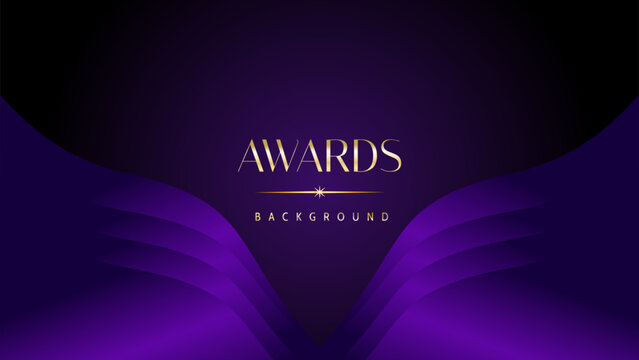 Dark purple golden royal awards graphics background. Elegant modern template with classy shine.