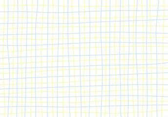 Hand draw line grid background artwork, blue and yellow grid with white background