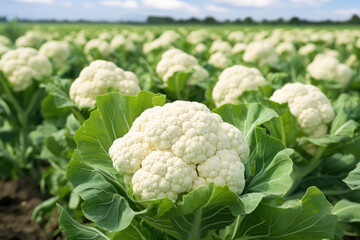 Ripe cauliflower in the field