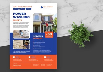 Blue Red House Washing Cleaning Service Flyer