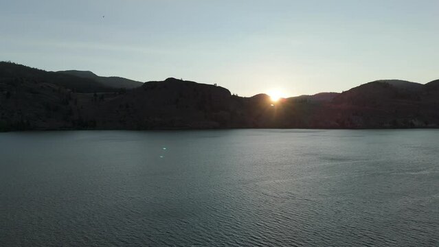 aerial footage a a sunset over skaha lake