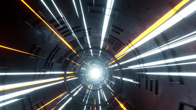 Abstract Sci-fi Hyperloop Tunnel Wormhole technology tech space sci-fi 3d motion graphics 4k