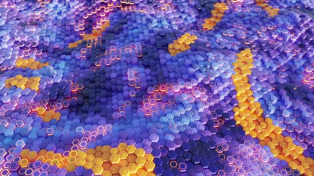 Hexagon Pattern Liquid Blocks Wave Loop 4K