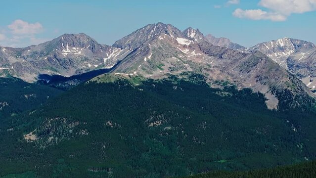 The Rocky Mountains as seen from Cottonwood Pass near Boulder, Colorado, USA. Tele shot