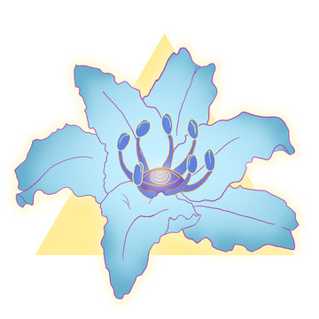 blue flower with yellow triangle clip art preview