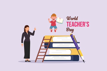 Happy Teacher's day Vector art for congratulation cards, banners and flyers. International teacher's day concept. Vector illustration.
