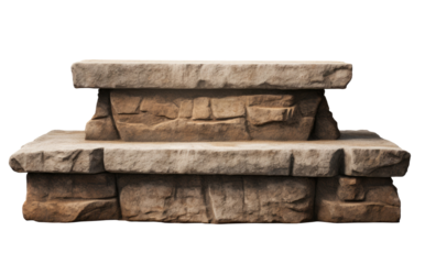Empty stone pedestal isolated on transparent background