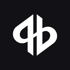 Obraz premium Abstract BB Letter Logo. Green Linear Leaf Symbol isolated on Blue Background. Can be used for Branding and Nature Logos. Flat Vector Logo Design Template Element