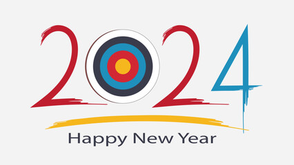 2024 New Year numbers with business target colorful banner. Cover of business diary for 2024 with wishes.
