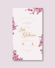 digital wedding invitation with watercolor flower illustration premium vector
