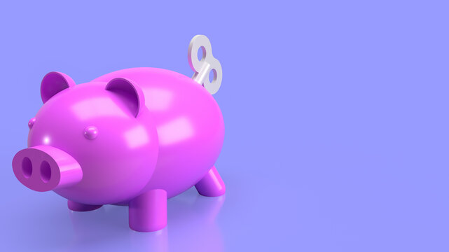 The piggy bank with wind up for earn or saving concept 3d rendering