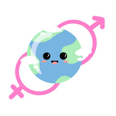 earth with male and female symbol