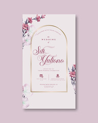 digital wedding invitation with watercolor flower illustration premium vector