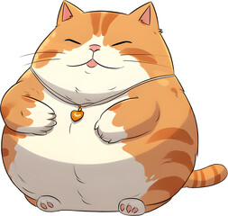 Cartoon fat cat smiling, PNG file no background
