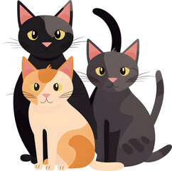 Group of cats, PNG file no background