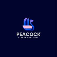 Vector Logo Illustration Peacock Gradient Colorful Style