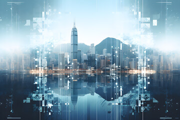 Abstract technology background cyber town concept.