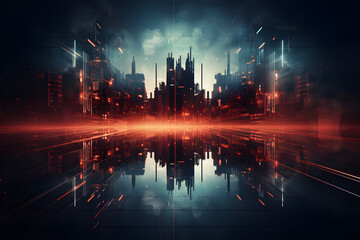 Fototapeta premium Abstract technology background cyber town concept.