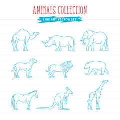 Line Art Animals Vector Collection