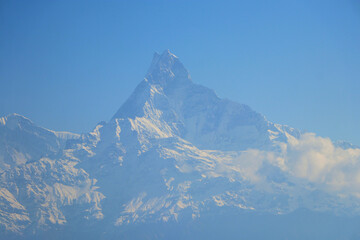 Mt. Machhapuchre seen from Panchase , Pokhara Nepal . Kaski Mountain Machhapuchre ( 6,993m )