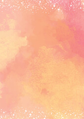 ピンク系の絵の具で塗りつぶし上下に白い点を散らした背景-縦型